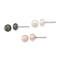 Rhodium Over Sterling Silver 6-7mm Set of 3 White/BlacK/Pink Button FWC
Pearl Earrings
