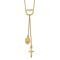 14K Yellow Gold Polished Heart with Dangle Cross and Religious Medal Necklace