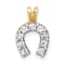 10k Yellow Gold and Rhodium Over 10k Yellow Gold Small Cubic Zirconia
Horseshoe Charm