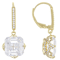 CZ Asscher Cut Dangle Earrings In 18K Gold Over Sterling Silver 17.42ctw