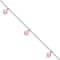 Sterling Silver Pink Enamel Hearts Children's Bracelet