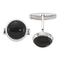 Sterling Silver Polished Round Onyx Cuff Links