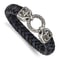 Black and Blue Leather and Stainless Steel Antiqued and Polished
8.25-inch Bracelet