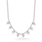 Rachel Zoe CZ Cluster Charm Bead Chain Necklace in Rhodium Over Sterling Silver
