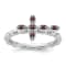 Rhodium Over Sterling Silver Stackable Expressions Cross Garnet Ring 0.14ctw