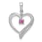 Rhodium Over 14k White Gold Lab Created Pink Sapphire and Diamond Heart Pendant