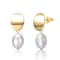 Oval Freshwater Pearl Drop Earrings In 14K Gold Over Sterling Silver