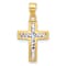 14k Two-tone Gold Polished and Diamond-Cut Cross Pendant