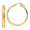 14k Yellow Gold 1 1/8" Polished Diamond-Cut Hoop Earrings