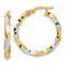 14k Yellow Gold and Rhodium Over 14k Yellow Gold Polished Diamond-Cut 1
1/16" Twisted Hoop Earrings