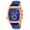 Christian Van Sant Men's Grandeur Blue Dial, Multi-color Accents, Rose
Bezel Blue Leather Watch