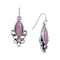 Silver Tone Purple Oval Wire Earrings