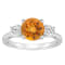8mm Round Citrine And White Topaz Rhodium Over Sterling Silver 3-Stone Ring