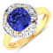 Violet Tanzanite and White Diamond 14K Yellow Gold Halo Ring 2.08 ctw