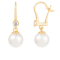 7-8mm Akoya Pearl with Diamond Accent 14K Yellow Gold Leverback
Earrings, 0.10ctw