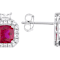 Lab-Created Ruby And Sapphire Halo Stud Earrings In Sterling Silver