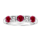 14K White Gold 5-Stone Ruby and Diamond Band Ring, 1.26ctw
