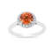 Peach Orange Rhodium Over Sterling Silver Lab Created Padparadscha
Sapphire Halo Ring