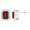8x6mm Emerald Cut Garnet And White Topaz Accent Rhodium Over Sterling
Silver Halo Stud Earrings