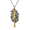 Citrine Black Rhodium and 14K Gold Over Sterling Silver Leaf Pendant
With Chain