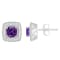5mm Cushion Amethyst 1/5 ctw Diamond Rhodium Over Sterling Silver Halo
Stud Earrings