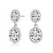 CZ Halo Drop Earrings In Sterling Silver