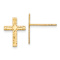 14k Yellow Gold Polished and Textured Cross Stud Earrings