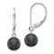 Rhodium Over 14K White Gold 7-8mm Black Round Freshwater Cultured Pearl
Leverback Earrings
