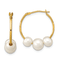14K Yellow Gold 13/16" Round White Freshwater Cultured Pearl Hoop Earrings