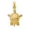 14k Yellow Gold Solid 3D Polished and Textured Moveable Turtle Pendant