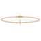 14K Yellow Gold Polished CZ Cross Anklet