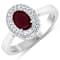 1.11ctw Red Ruby and Diamond 14K White Gold Halo Ring