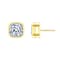 Cushion-Cut CZ Bezel-Set Stud Earrings In 14K Gold Over Brass