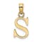 14k Yellow Gold Polished Block Letter S Initial Pendant