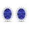 2.18ctw 14K White Gold Tanzanite and White Diamond Halo Earrings