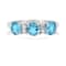 Blue Topaz Rhodium Over Sterling Silver Round Moissanite 3-Stone Ring
