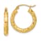 14k Yellow Gold 13/16" Polished Satin and Diamond-Cut Hoop Earrings