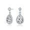 Pear Shape CZ Halo Drop Earrings In Sterling Silver