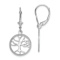 Rhodium Over 14k White Gold Textured Tree of Life in Round Frame Dangle Earrings