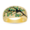 Green And White Cubic Zirconia With Black Enamel 14k YG Over Silver Tree
Of Life Ring 1.05ctw