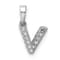14K White Gold Diamond Letter V Initial with Bail Pendant