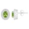 6x4mm Oval Peridot 1/5 ctw Diamond Rhodium Over Sterling Silver Halo
Stud Earrings