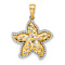 14k Two-tone Gold Diamond-Cut Starfish Pendant