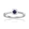 Rhodium Over Sterling Silver Round Blue Sapphire and Moissanite Halo Ring