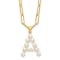 Gold Tone Sterling Silver 3-5.5mm Freshwater Cultured Pearl LETTER A
18-inch Necklace