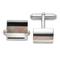 Sterling Silver Rhodium-plated Onyx and White/Grey MOP Cuff Links