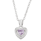 Lavender And White Cubic Zirconia Rhodium Over Silver Children's Heart
Pendant With Chain 0.49ctw