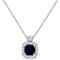 Diffused Sapphire & Diamond 10K White Gold Pendant With Chain 0.81ctw