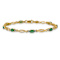 10k Yellow Gold and Rhodium Over 10k Yellow Gold Diamond and Emerald Bracelet