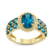 London Blue Topaz with Diamond Accent 10K Yellow Gold Halo Ring 3.64ctw